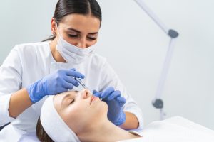 patient receiving injectable treatment from a Clinical specialist